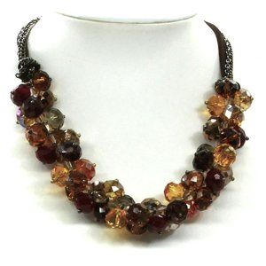 ALI KHAN New York crystal necklace autumn red, gold, brown 18"